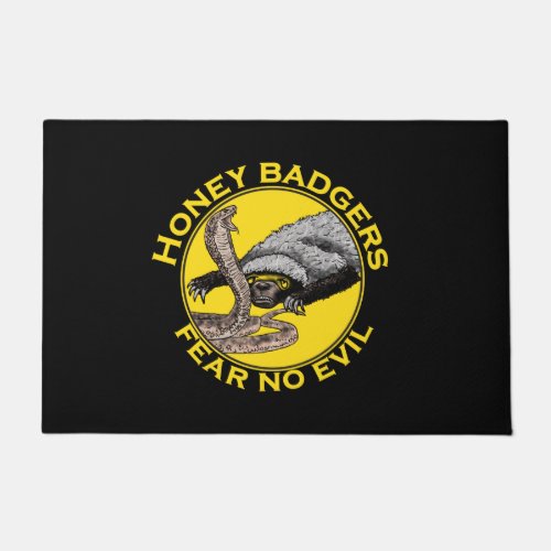 Honey Badgers Fear no Evil Yellow Scary Animal Art Doormat