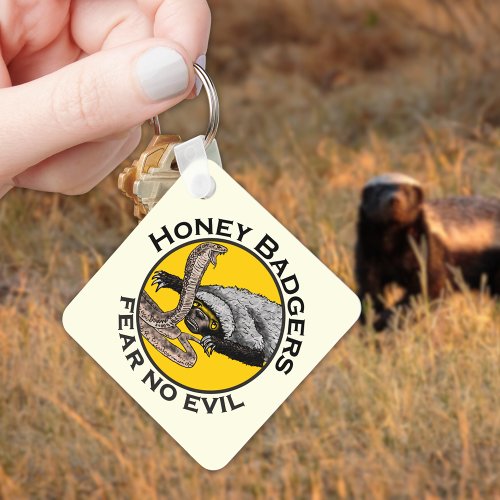 Honey Badgers Fear no Evil Yellow Scary Animal Art Keychain