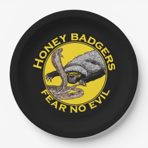 Honey Badgers Fear no Evil Yellow Scary Animal Art Paper Plates