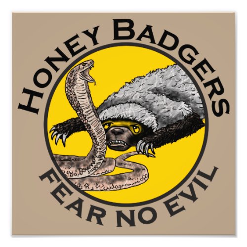 Honey Badgers Fear no Evil Yellow Scary Animal Art Photo Print