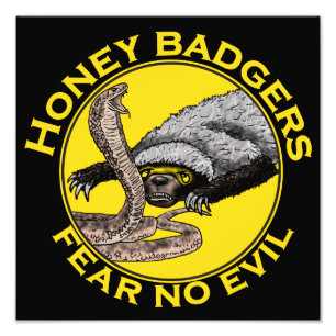 Honey Badgers Fear no Evil Yellow Scary Animal Art Photo Print