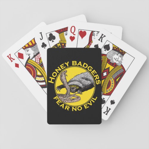 Honey Badgers Fear no Evil Yellow Scary Animal Art Playing Cards