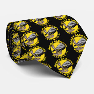 Honey Badgers Fear no Evil Yellow Scary Animal Art Tie