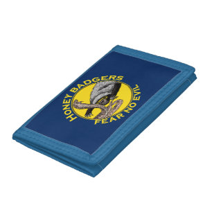 Honey Badgers Fear no Evil Yellow Scary Animal Art Tri-fold Wallet