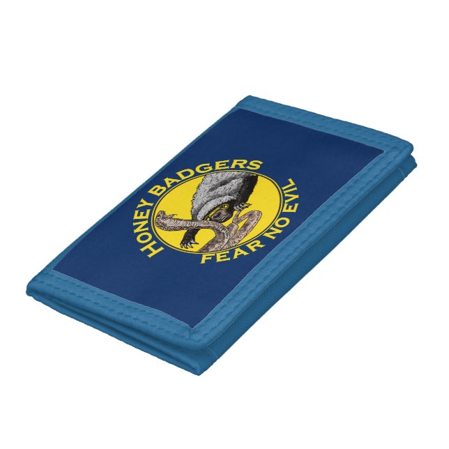 Honey Badgers Fear no Evil Yellow Scary Animal Art Trifold Wallet (Bottom)