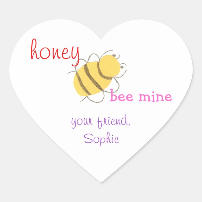Honey be mine personalized valentine sticker (Front)
