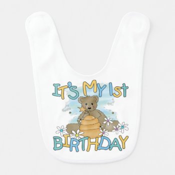 Honey Bear 1st Birthday Bib by kids_birthdays at Zazzle