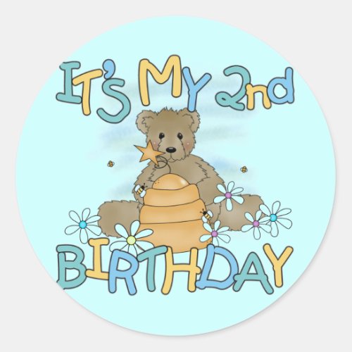 Honey Bear 2nd Birthday T_shirts and Gifts Classic Round Sticker