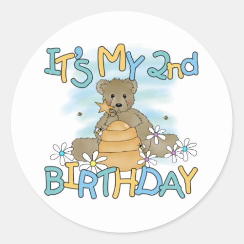 Honey Bear 2nd Birthday T_shirts and Gifts Classic Round Sticker