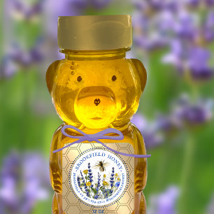 Honey Bear 8 or 12 oz Label Wildflowers Bee Gold