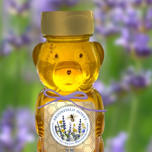 Honey Bear 8 or 12 oz Label Wildflowers Bee Gold