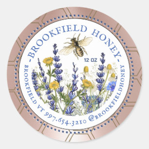 Honey Bear 8 or 12 oz Label Wildflowers Bee Pink
