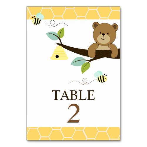 Honey Bear and Bee Custom Table Cards