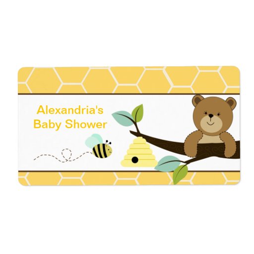 Honey Bear and Bee Large Water Bottle Sticker Label | Zazzle