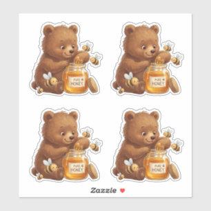 Honey Bear and Bees Custom-Cut Vinyl Sticker