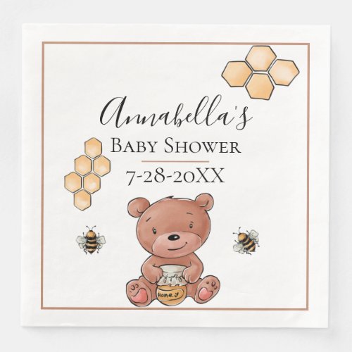 Honey Bear and Bees Paper Dinner Napkins