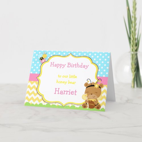 Honey Bear and Bumble Bee Birthday Card