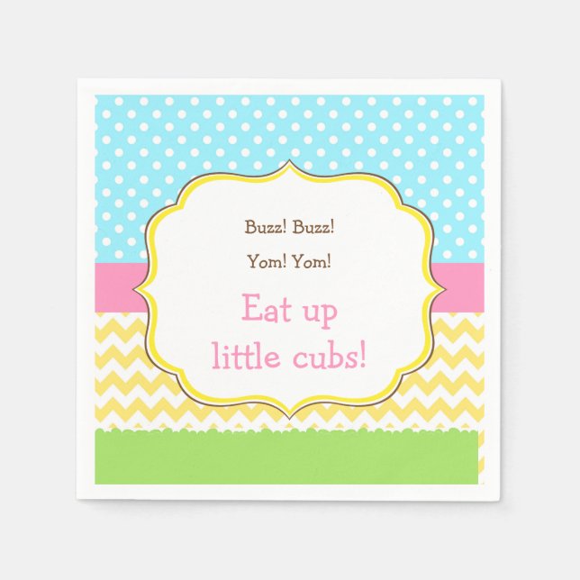 Honey Bear and Bumble Bee Birthday Napkins (Front)