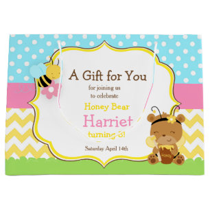 Honey Bear and Bumble Bee Birthday Party Large Gift Bag