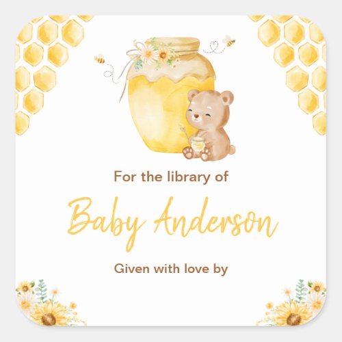 Honey Bear Baby Baby Shower Bookplate
