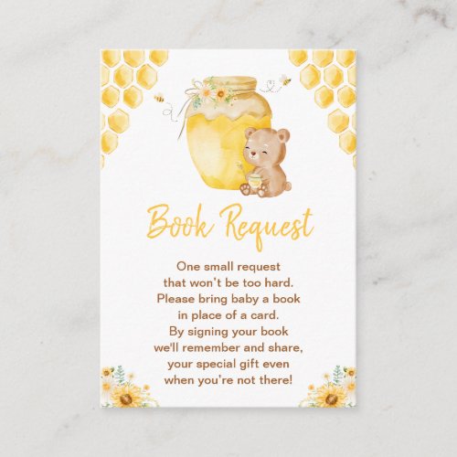 Honey Bear Baby Shower Book Request Enclosure Card