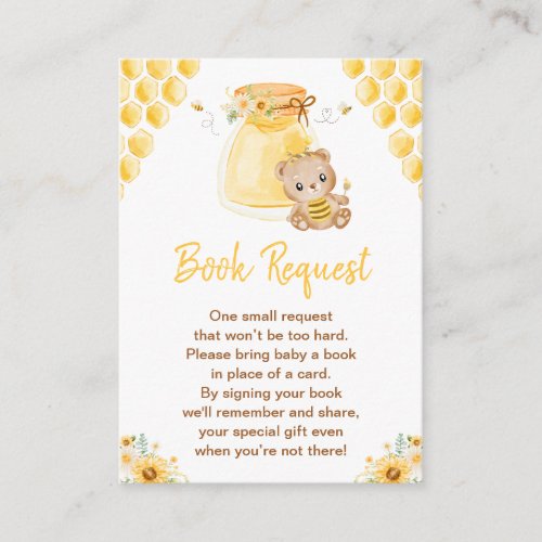 Honey Bear Baby Shower Book Request Enclosure Card