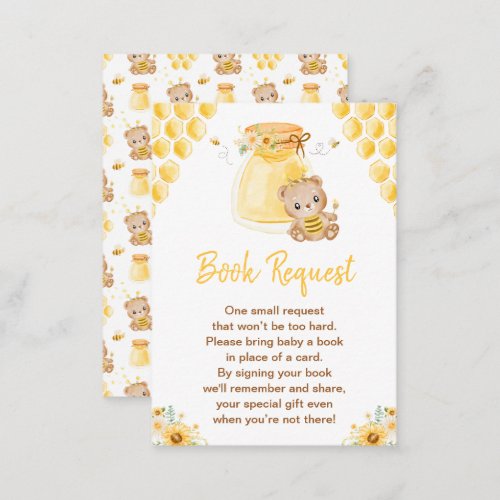 Honey Bear Baby Shower Book Request Enclosure Card