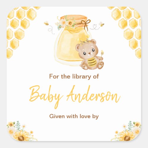 Honey Bear Baby Shower Bookplate