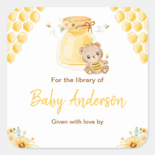 Honey Bear Baby Shower Bookplate
