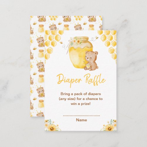 Honey Bear Baby Shower Diaper Raffle Enclosure Card