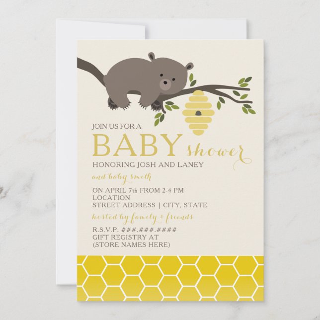 Honey Bear Baby Shower Invitation (Front)