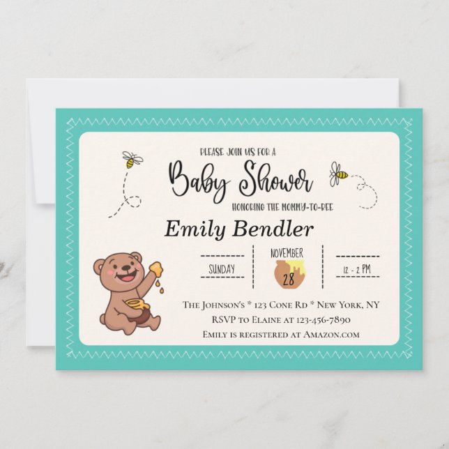 Honey Bear Baby Shower Invitation (Front)