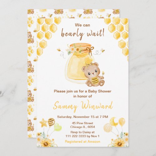 Honey Bear Baby Shower Invitation