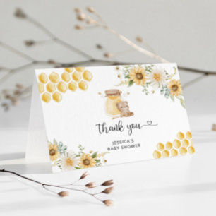 Honey bear baby shower letterpress thank you card
