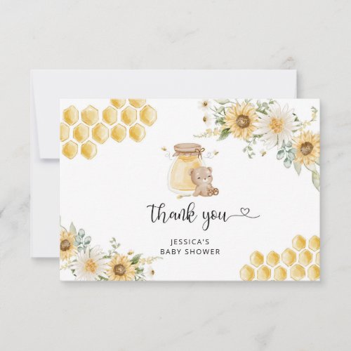 Honey bear baby shower thank you card