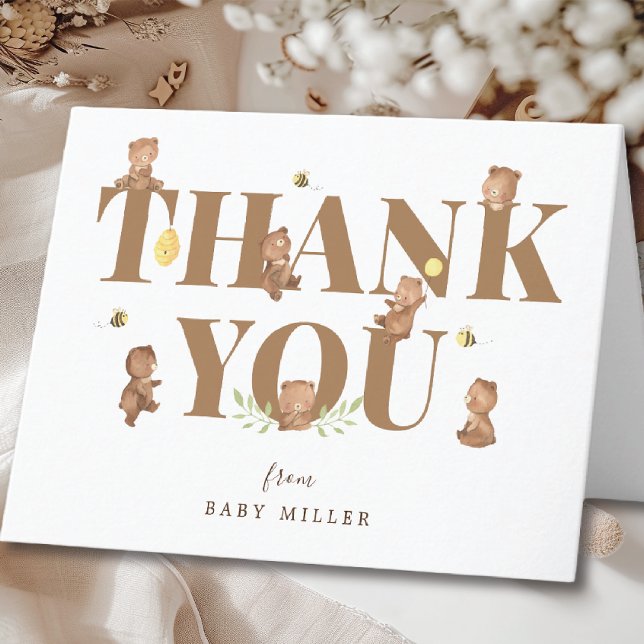 Honey Bear Baby Shower Thank You Card (Creator Uploaded)