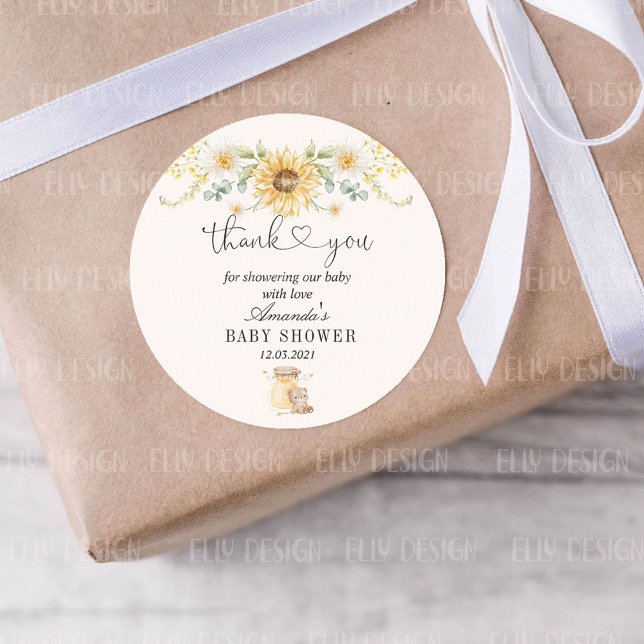 Honey Bear Baby Shower Thank You Classic Round Sticker (Creator Uploaded)
