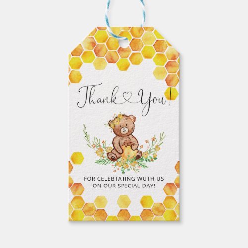 Honey bear baby shower thank you tags