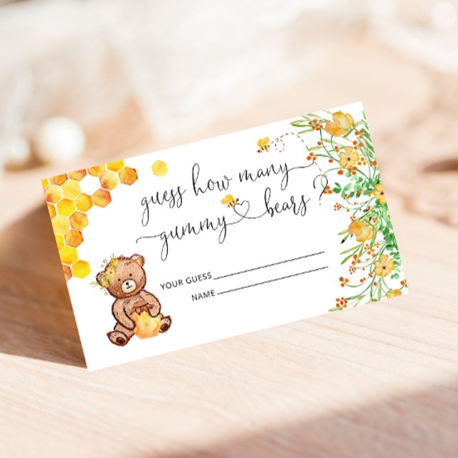 Honey Bear Bee Guess How Many Baby Shower Game  Enclosure Card (Creator Uploaded)