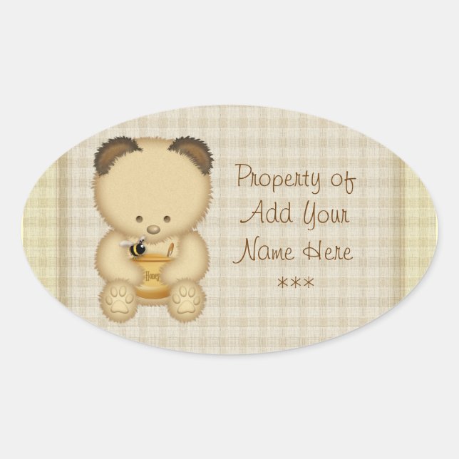 Honey Bear Bookplate Stickers (Front)