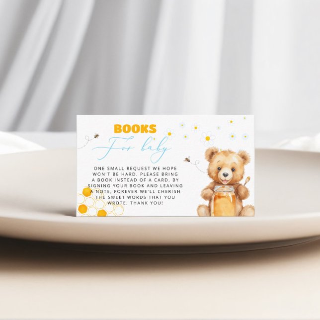 Honey Bear Books For Baby Girl Baby Shower Enclosure Card (Creator Uploaded)