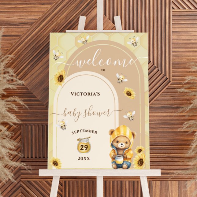 Honey Bear Bumble Bee Baby Shower Welcome Sign (Creator Uploaded)