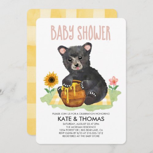 Honey Bear Cub Picnic Baby Shower Invitation