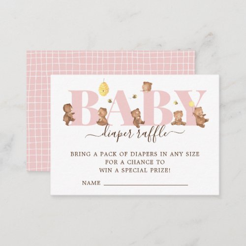 Honey Bear Diaper Raffle  Enclosure Card