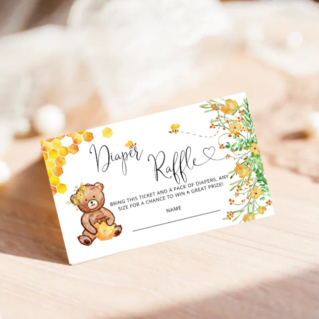 Honey bear diaper raffle ticket enclosure card | Zazzle