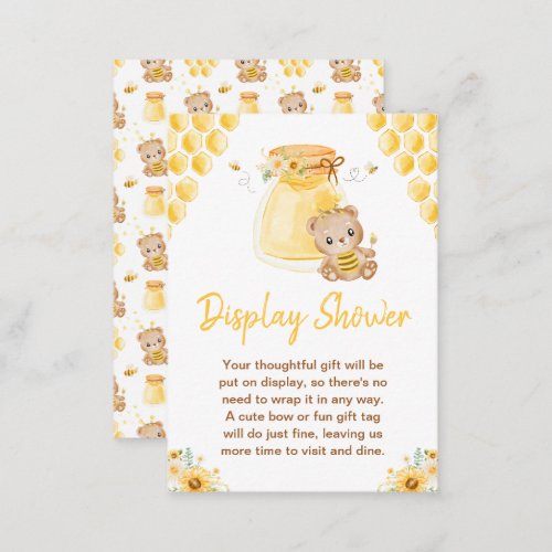 Honey Bear Display Baby Shower Enclosure Card