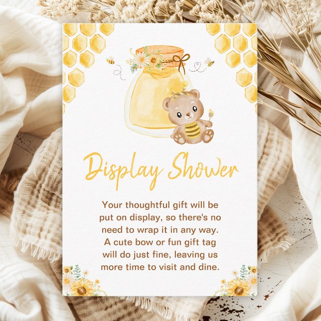Honey Bear Display Baby Shower Enclosure Card (Creator Uploaded)