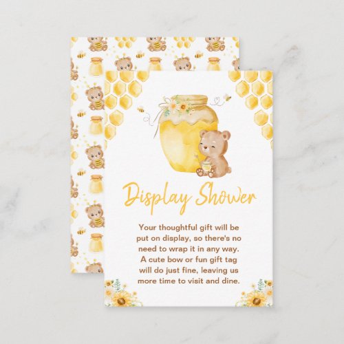 Honey Bear Display Baby Shower Enclosure Card