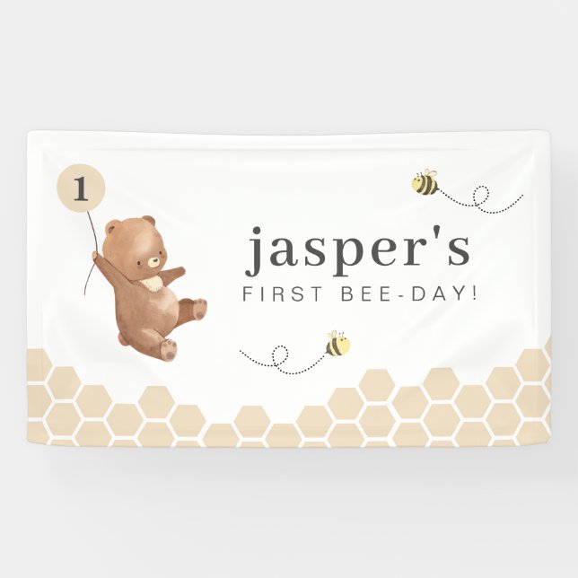 Honey Bear First Bee-day Banner (Horizontal)