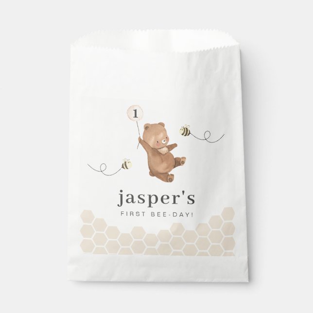 Honey Bear First Bee-day Favor Bag (Front)